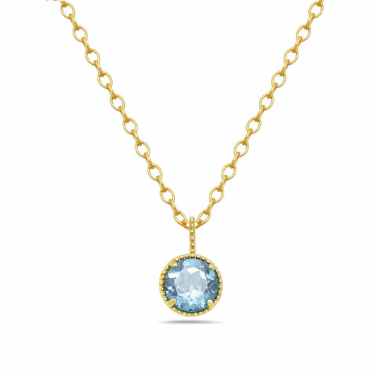 Sterling Silver with 18K Gold Vermeil Aquamarine Pendant on Necklace