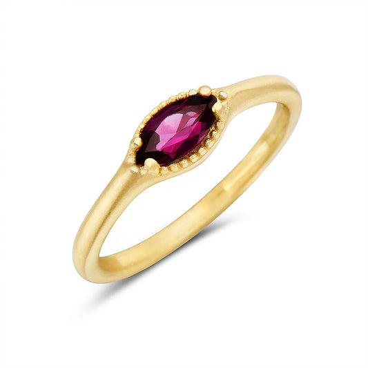 18K Gold Vermeil Petite East-West Rhodolite Garnet Ring