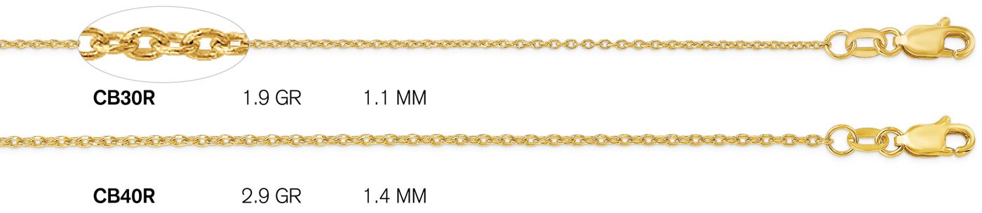 14K Yellow Gold Round Cable Chain