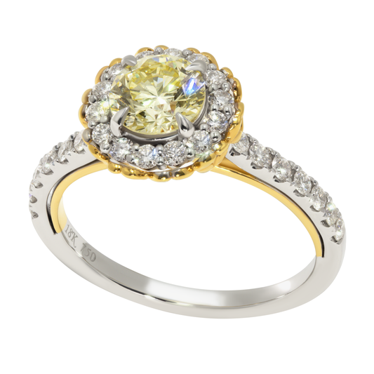 18K Bicolored Gold Yellow Tinted Diamond Engagement Ring