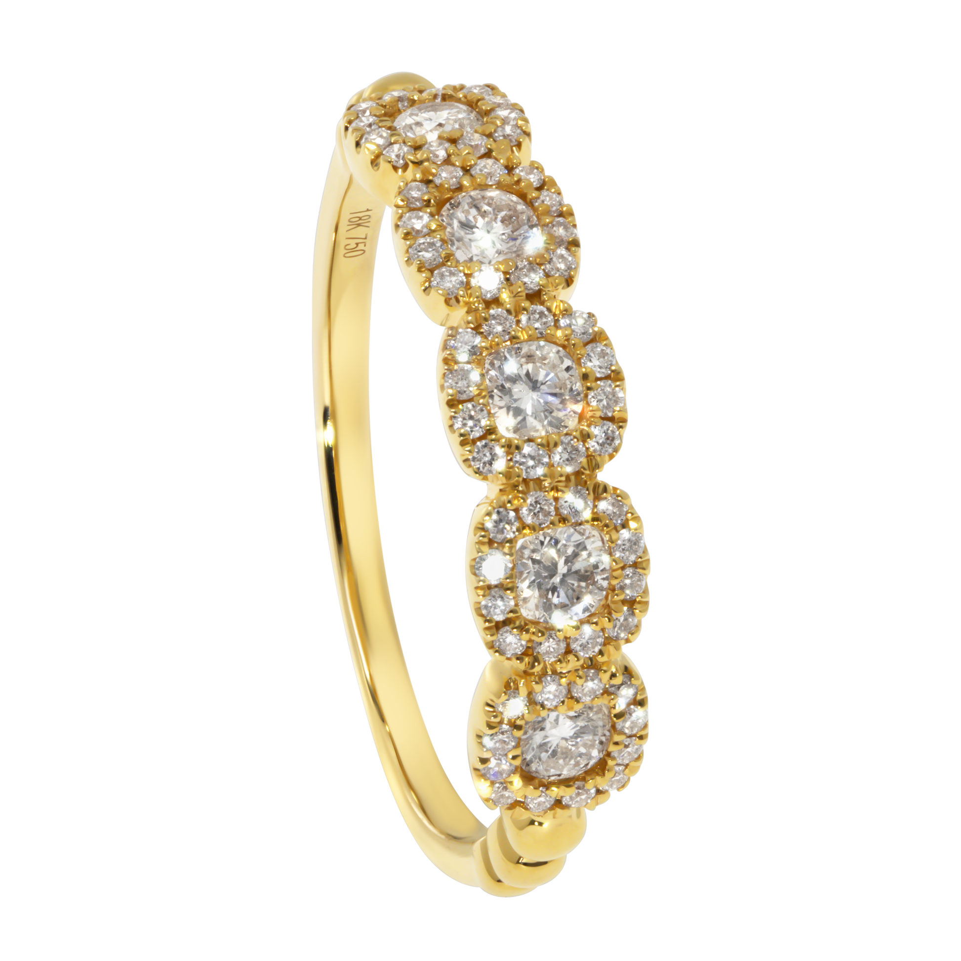 18K Yellow Gold Squared Diamond Band