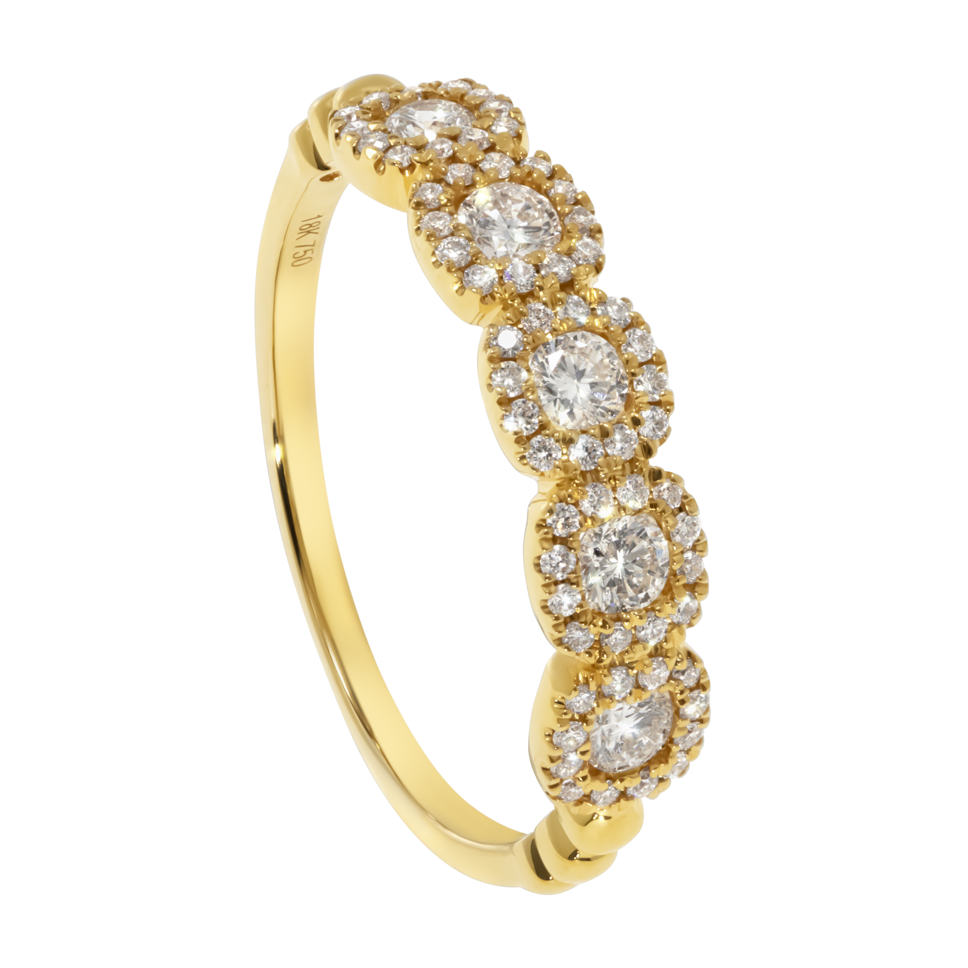 18K Yellow Gold Squared Diamond Band