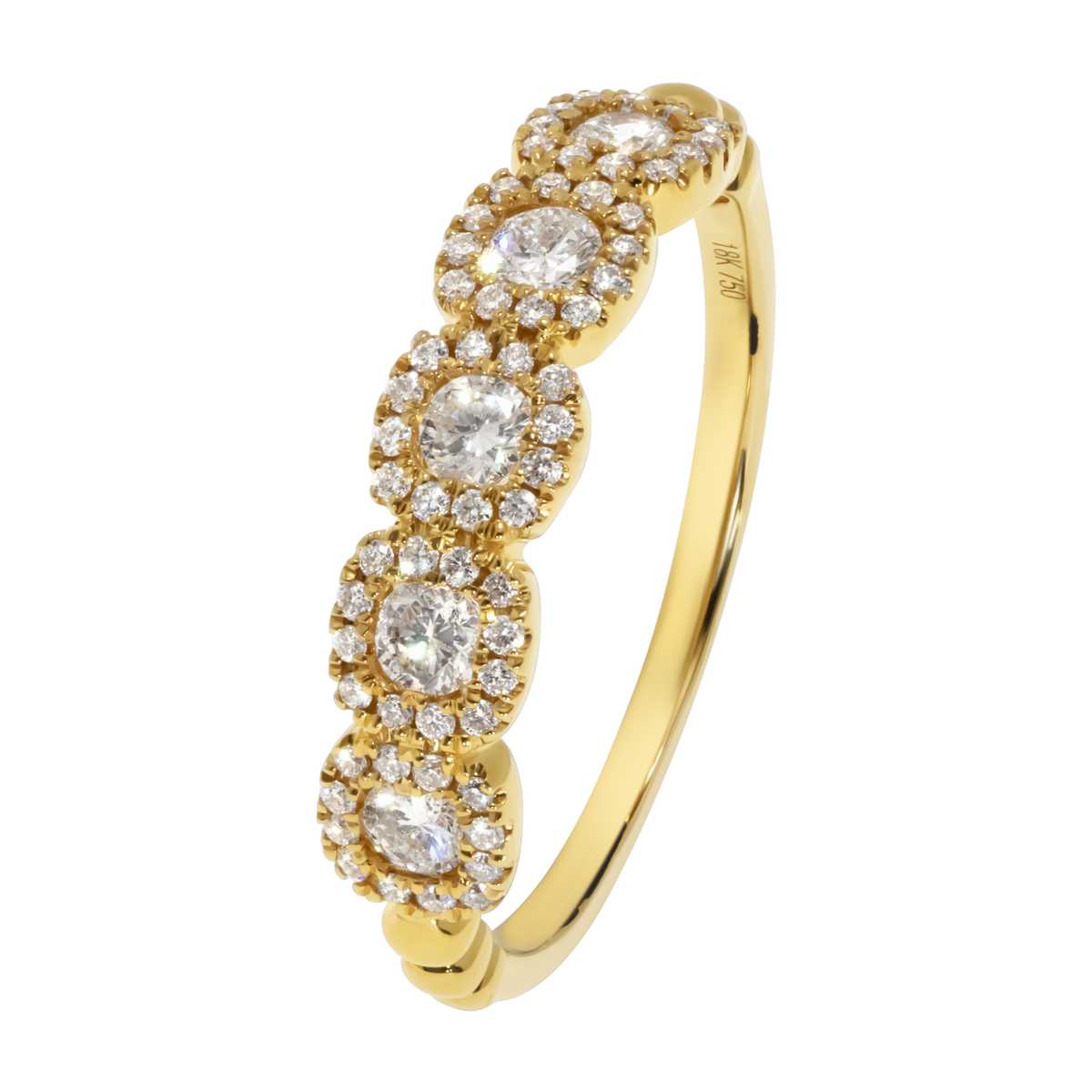 18K Yellow Gold Squared Diamond Band