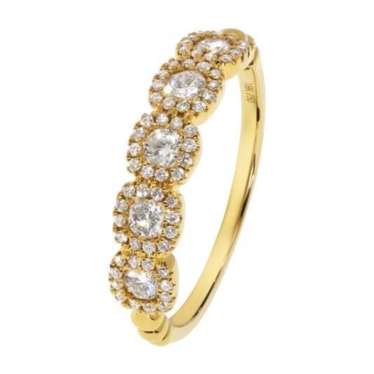 18K Yellow Gold Squared Diamond Band