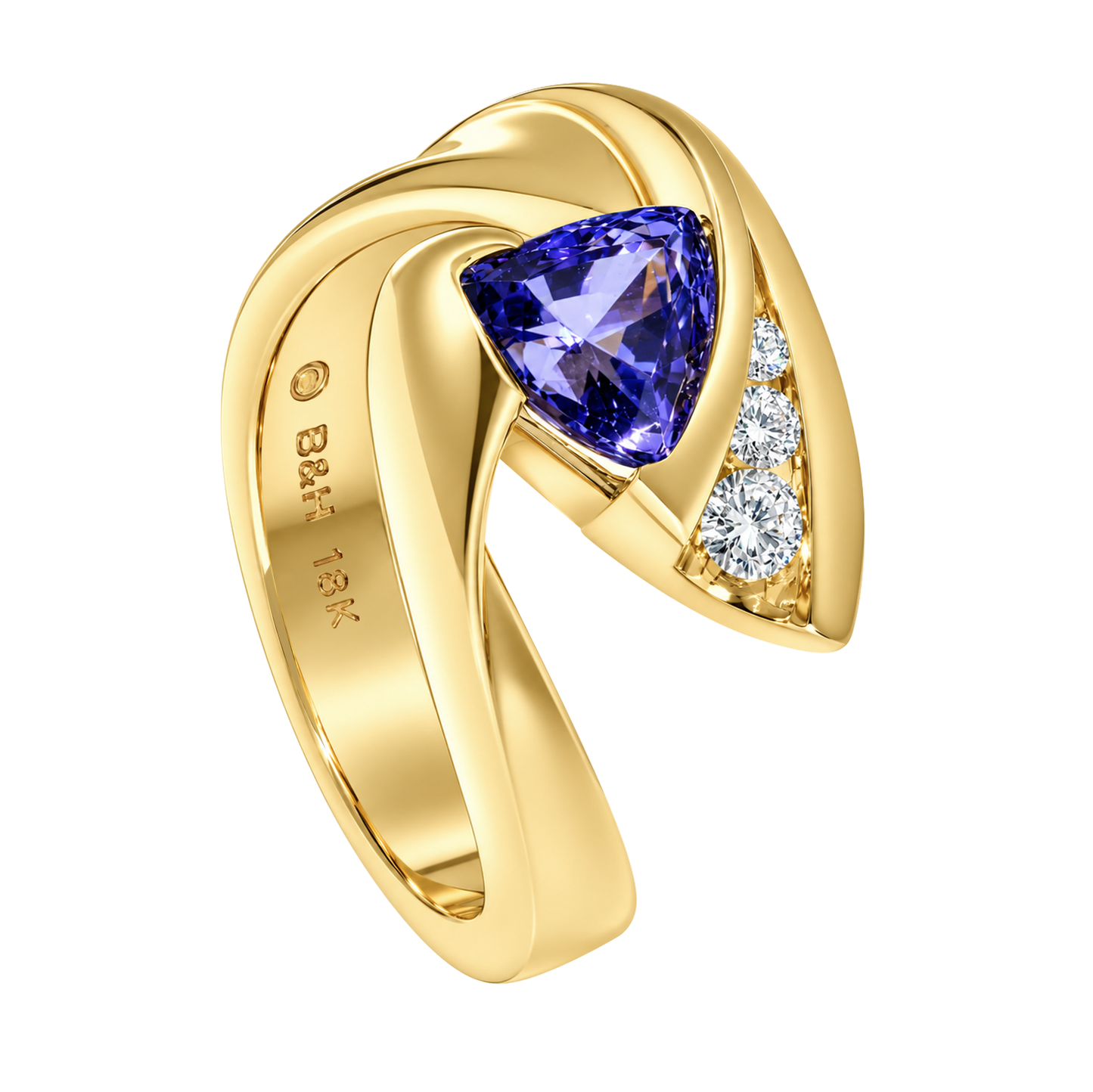 18K Yellow Gold Trillion Tanzanite Ring