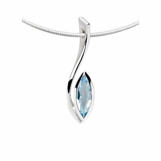 Sterling Silver Blue Topaz Swirl Pendant by Bastian