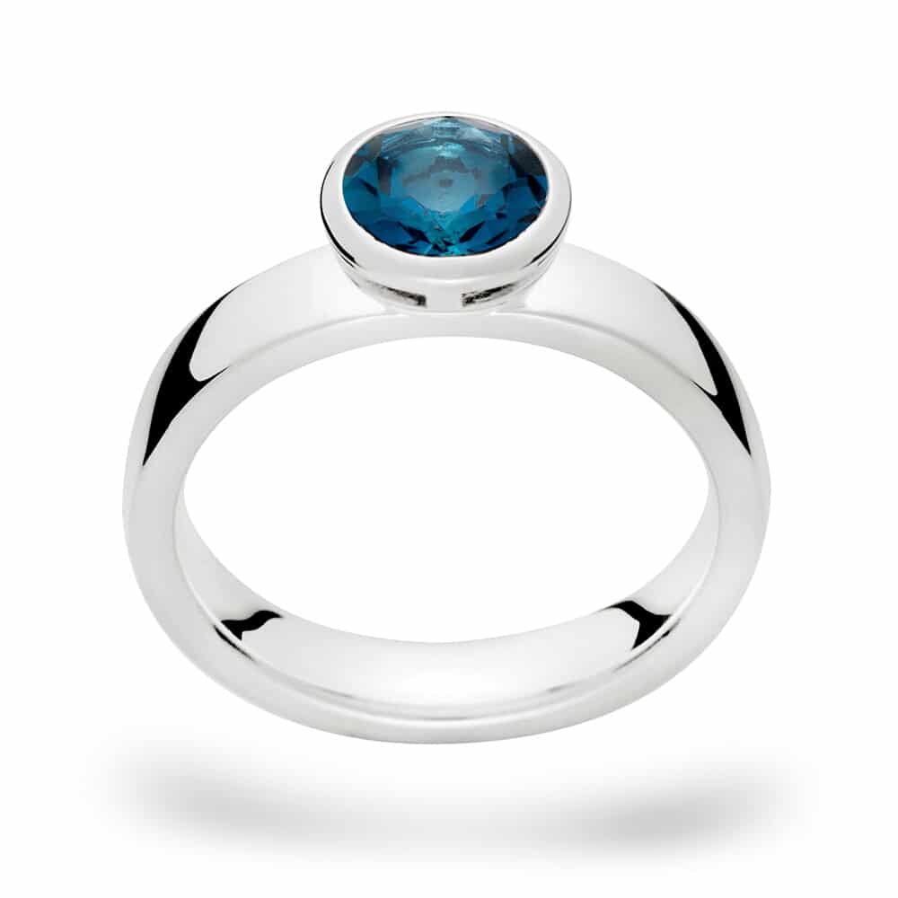 Sterling Silver Bezel Set London Blue Topaz Ring by Bastian