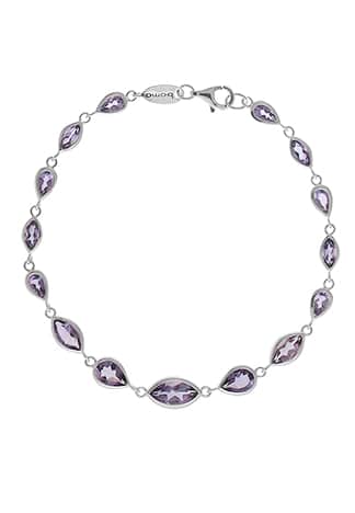 Sterling Silver Amethyst Teardrop Bracelet by Boma