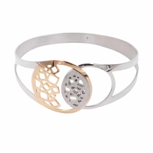 Sterling Silver and Rose Gold Plated Open Square Cuff Bracelet by Frederic Duclos