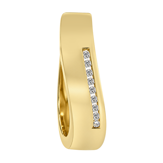 14K Yellow Gold Channel Set Diamond Wide Band