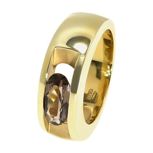 14K Yellow Gold Smokey Topaz Ring