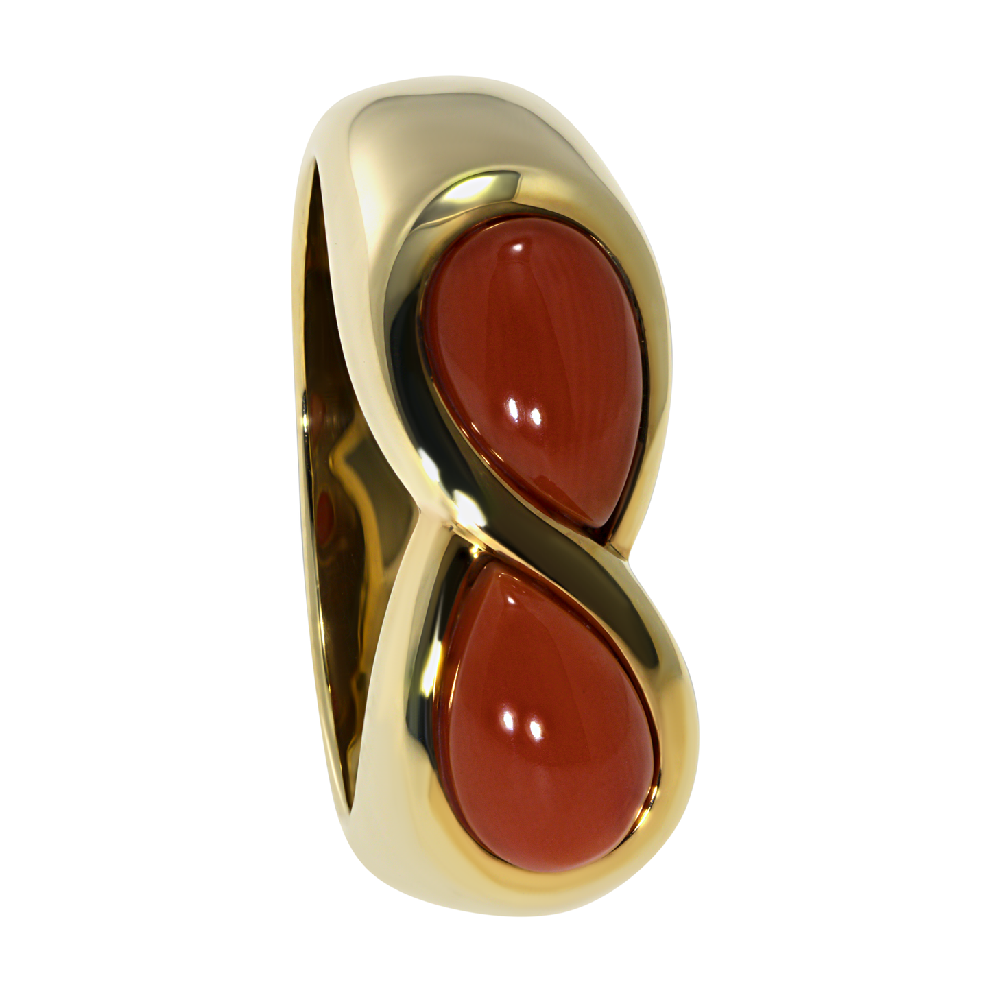 14K Yellow Gold Infinity Coral Ring