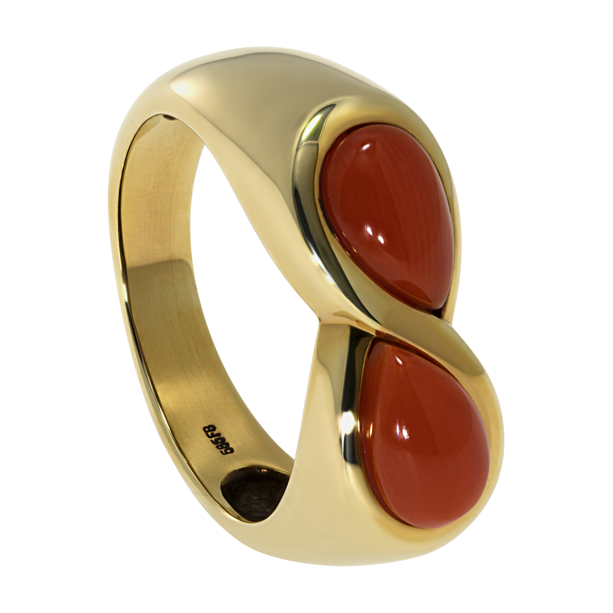 14K Yellow Gold Infinity Coral Ring