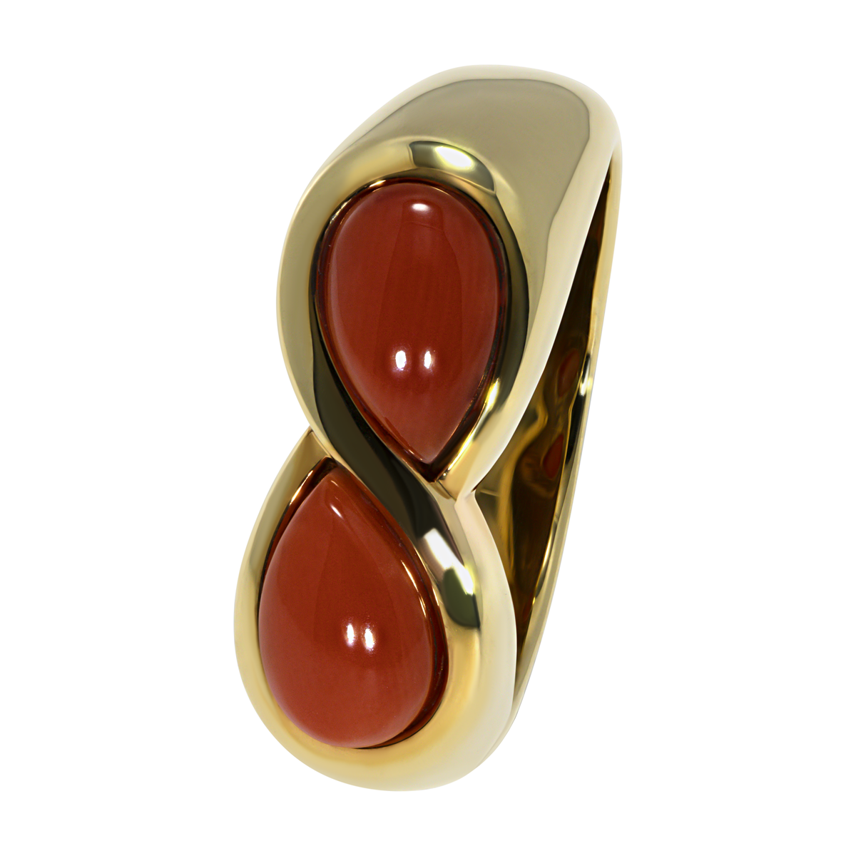 14K Yellow Gold Infinity Coral Ring