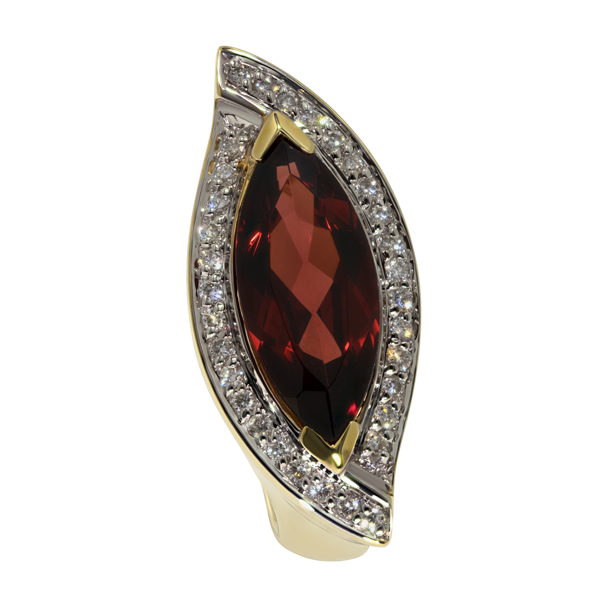 14K Yellow Gold Marquise Garnet Ring