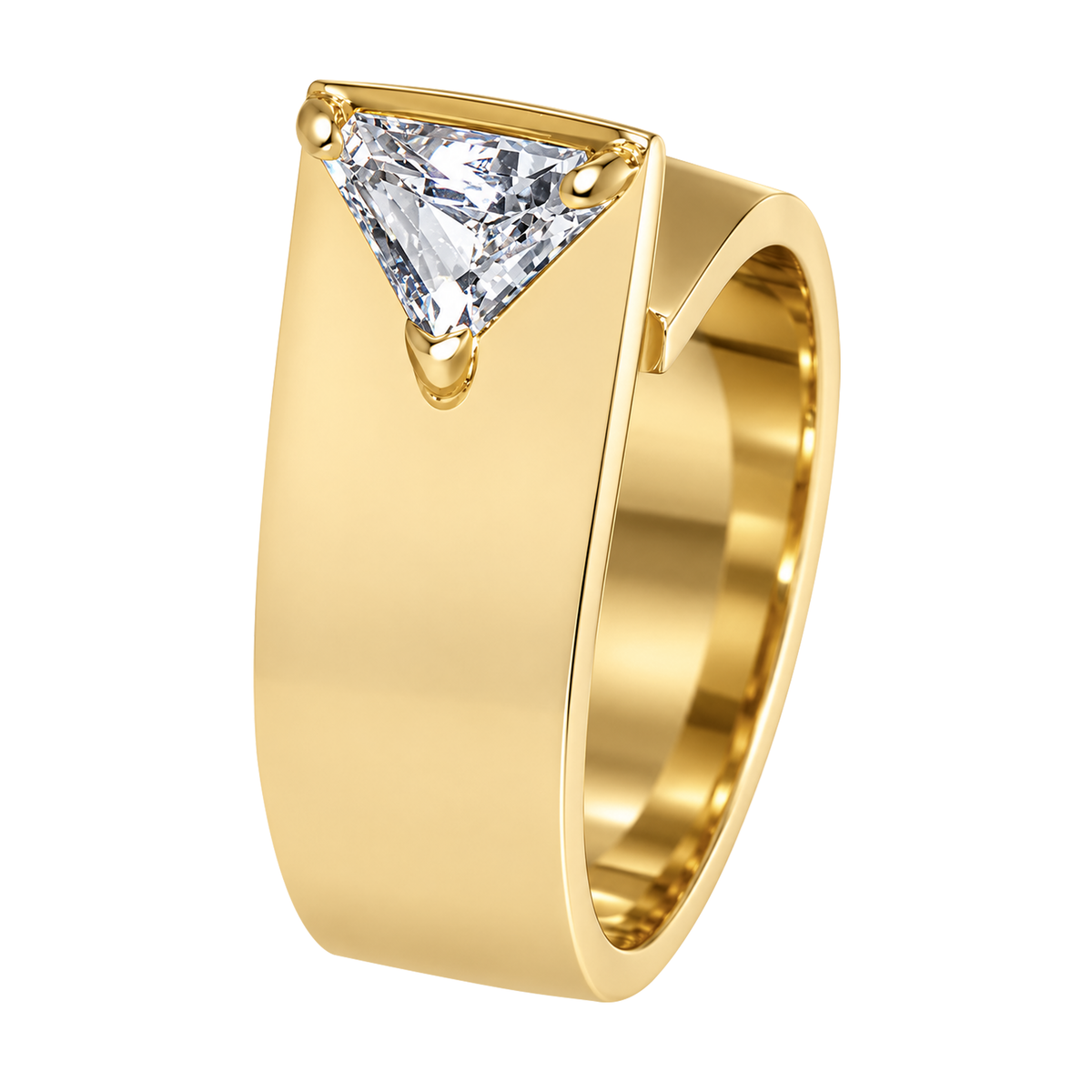 14K Yellow Gold Trillion Aquamarine Wide Band