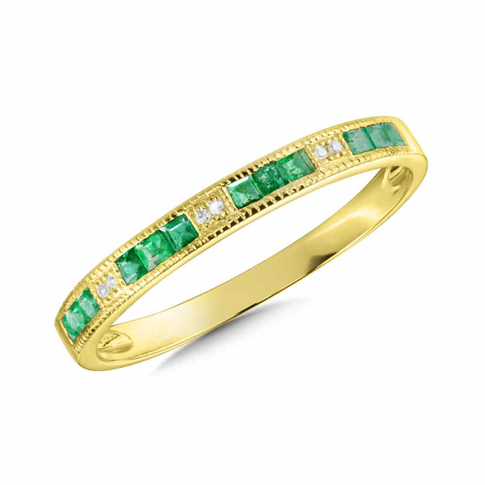 14K Yellow Gold Emerald and Diamond Ring by SDC Creations