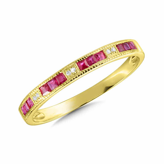 14K Yellow Gold Ruby and Diamond Ring by SDC Creations