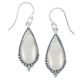 Sterling Silver Mother of Pearl Teardrop Dangle Earrings by Boma