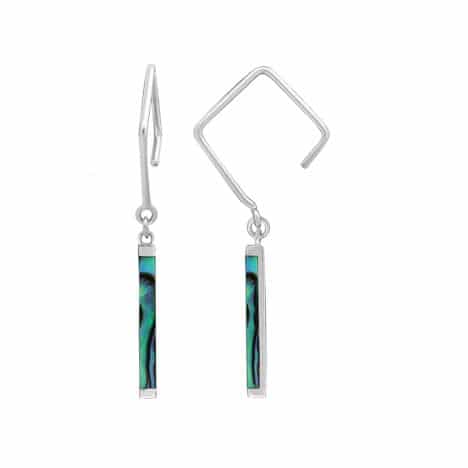 Sterling Silver Abalone Bar Dangle Earrings by Boma