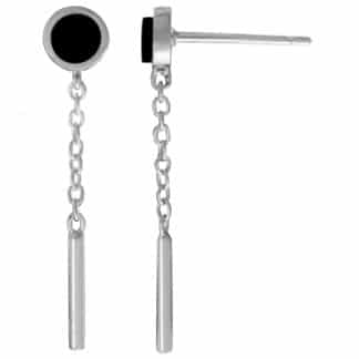 Sterling Silver Black Onyx Dangle Earrings by Boma