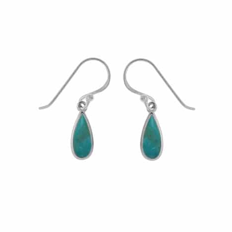 Sterling Silver Teardrop Turquoise Dangle Earrings by Boma