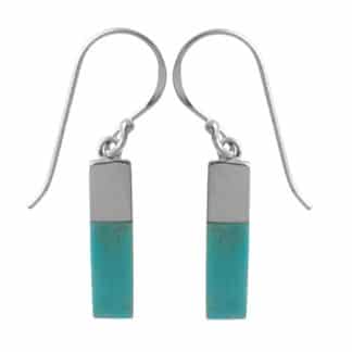 Sterling Silver Turquoise Bar Dangle Earrings by Boma