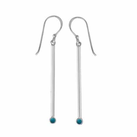 Sterling Silver Long Turquoise Ball Dangle Earrings by Boma