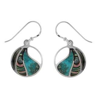 Sterling Silver Dangle Earrings with Turquoise, Abalone and Blue Mother of Pearl by Boma