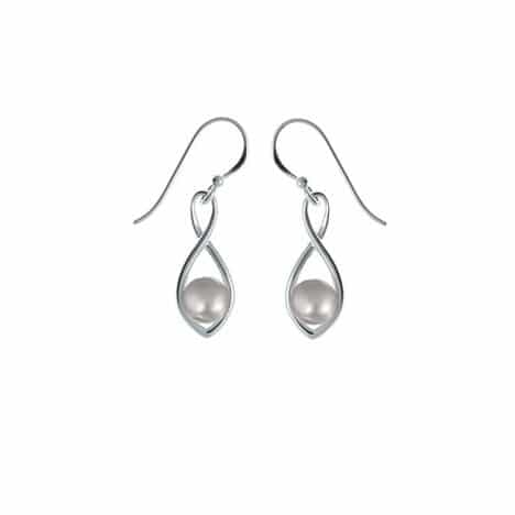 Sterling Silver Dangle Earrings with Pearl by Boma