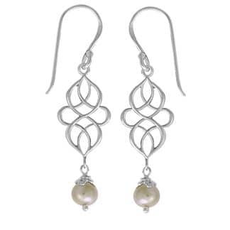 Sterling Silver Freshwater Dangle Earrings by Boma