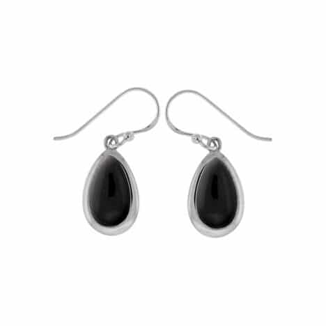 Sterling Silver Dangle Earrings with Genuine Onyx by Boma