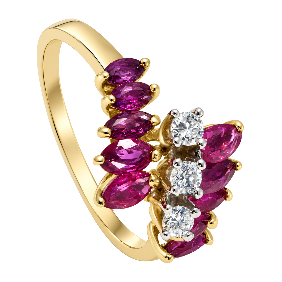 14K Yellow Gold Marquise Ruby Ring