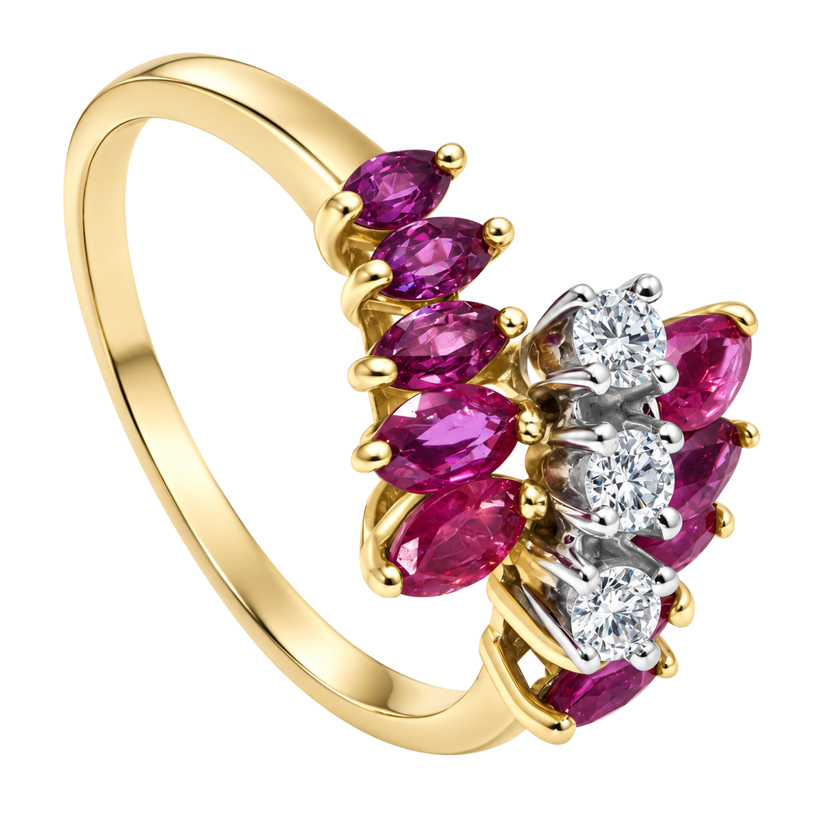 14K Yellow Gold Marquise Ruby Ring