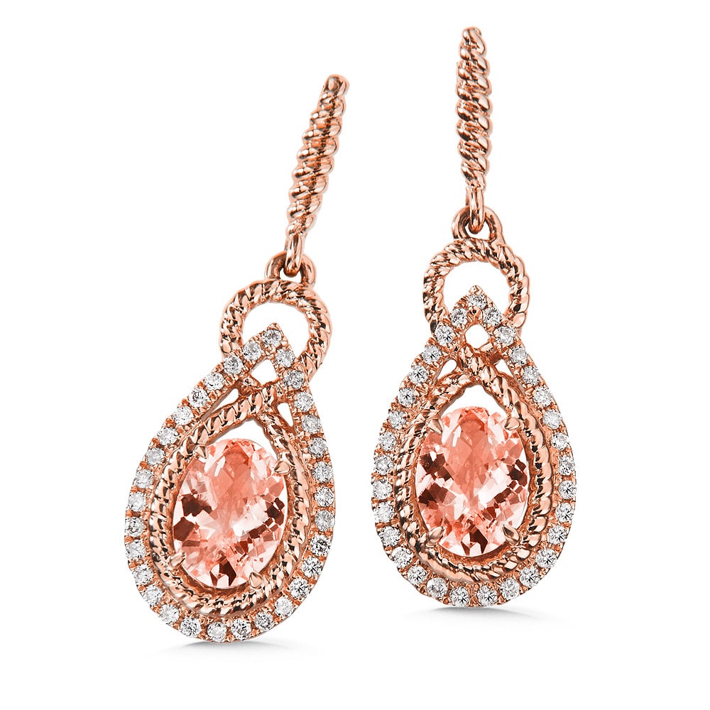 Morganite & Diamond Earrings in 14K Rose Gold by SDC Creations