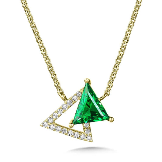 14K Yellow Gold Green Quartz and Diamond Pendant by SDC Creations