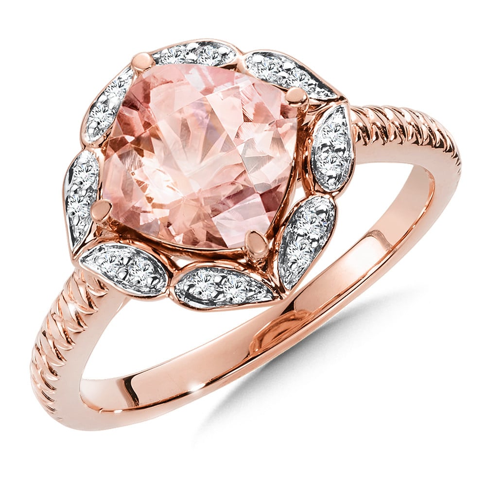 14K Rose Gold Morganite and Diamond Ring by SDC Creations