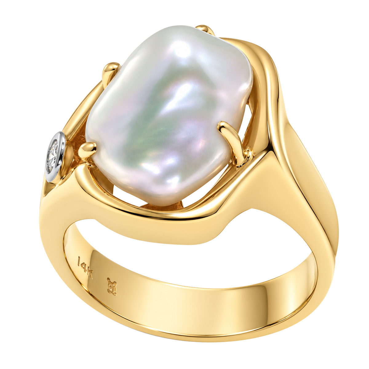 14K Yellow Gold Baroque Pearl Ring