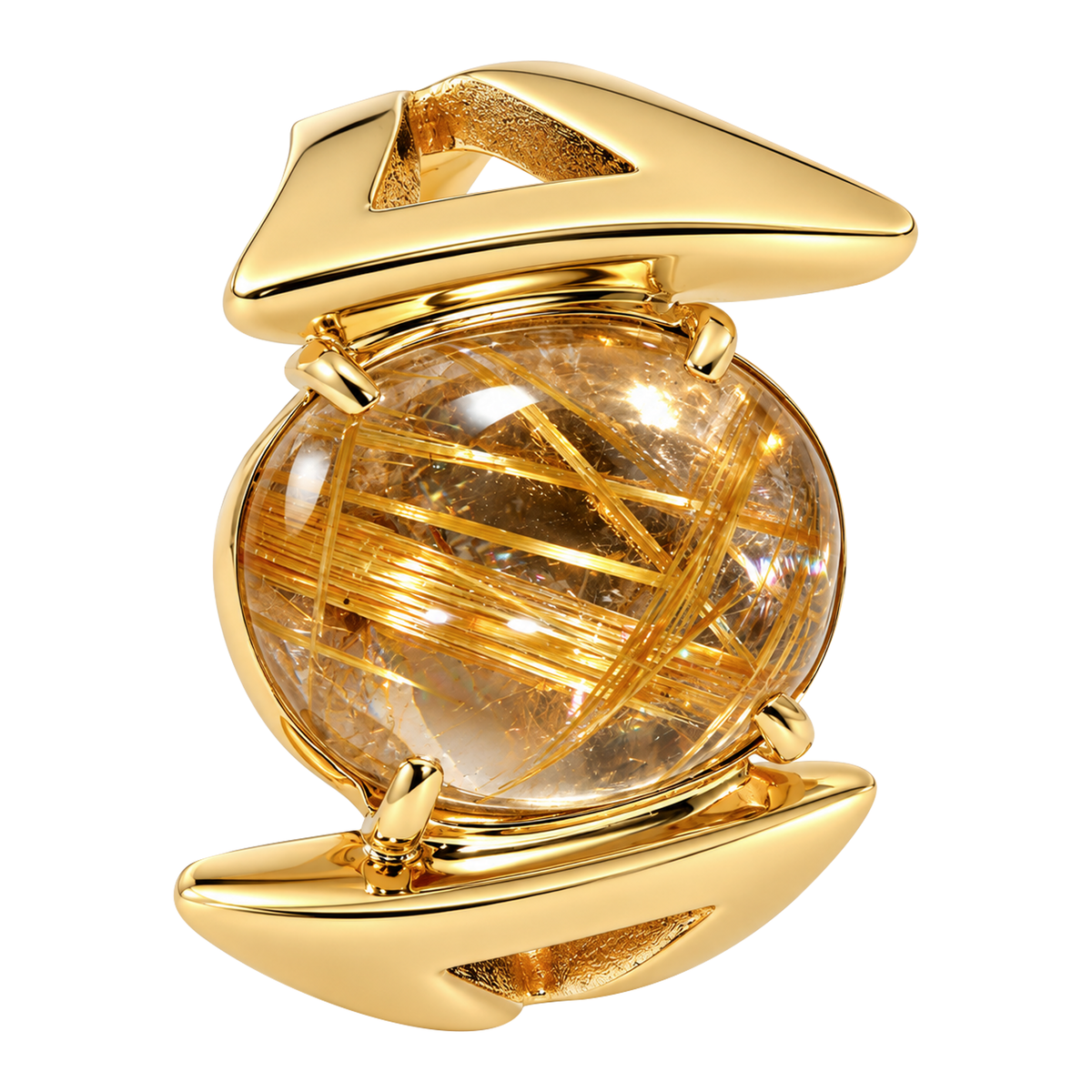 14K Yellow Gold Rutilated Quartz Ring