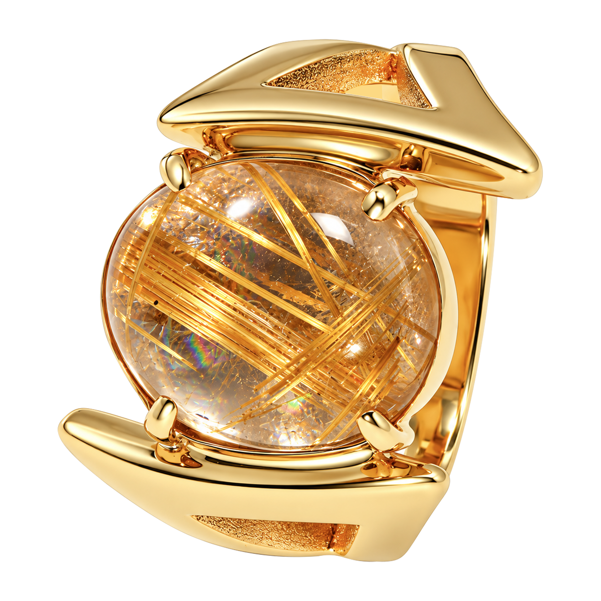 14K Yellow Gold Rutilated Quartz Ring