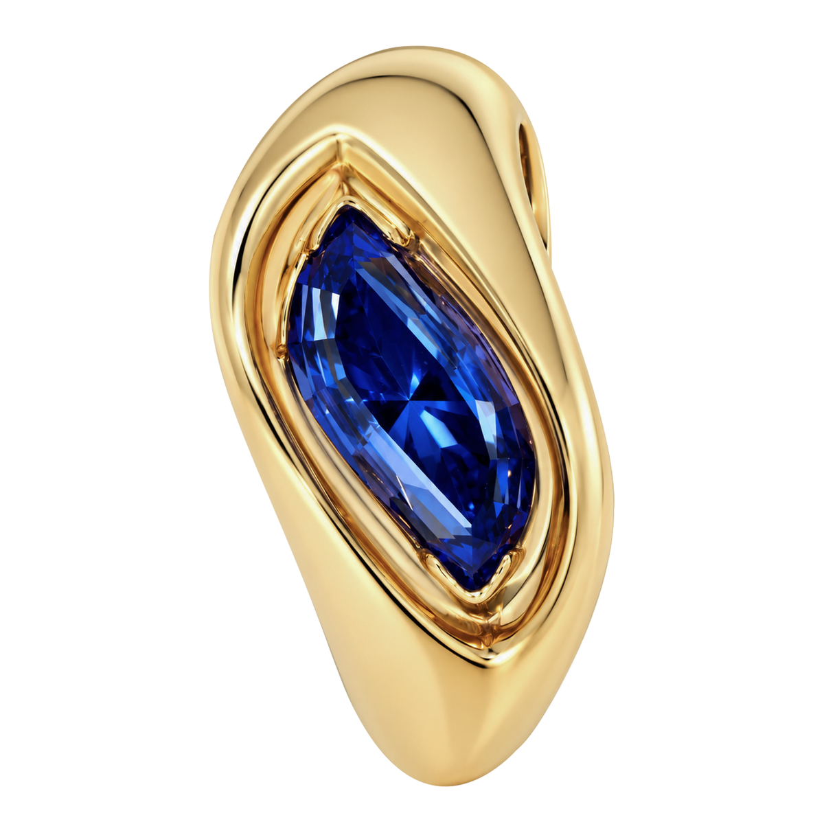 14K Yellow Gold Custom Cut Tanzanite Ring