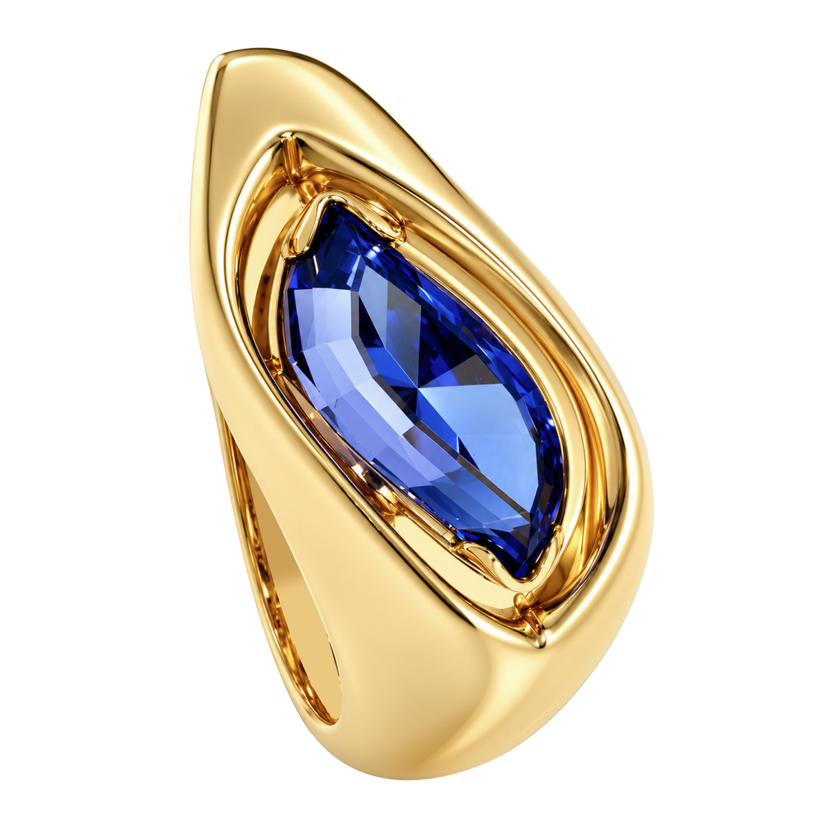 14K Yellow Gold Custom Cut Tanzanite Ring