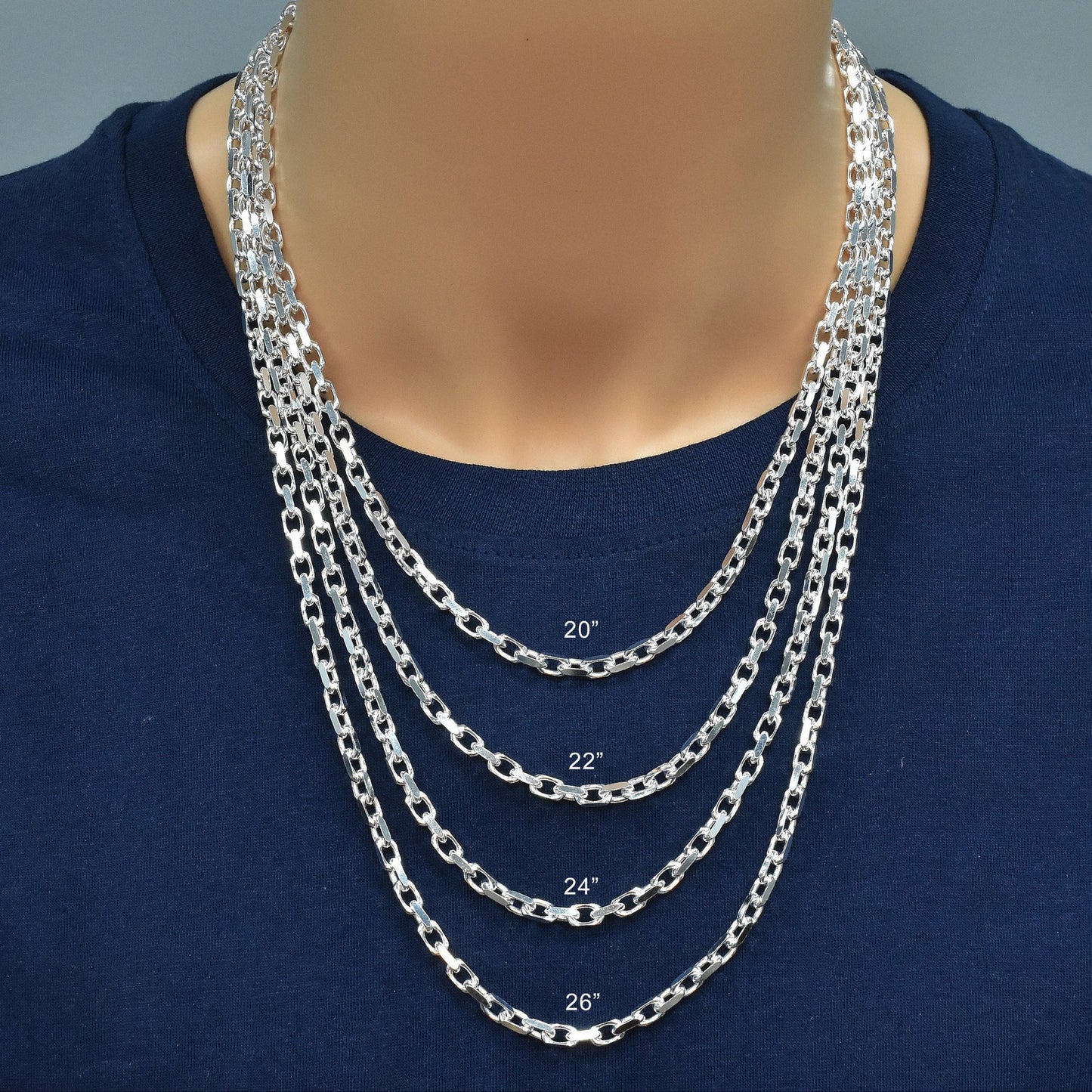 Sterling Silver Forzatina Diamond Cut 4.3 mm Link Chain