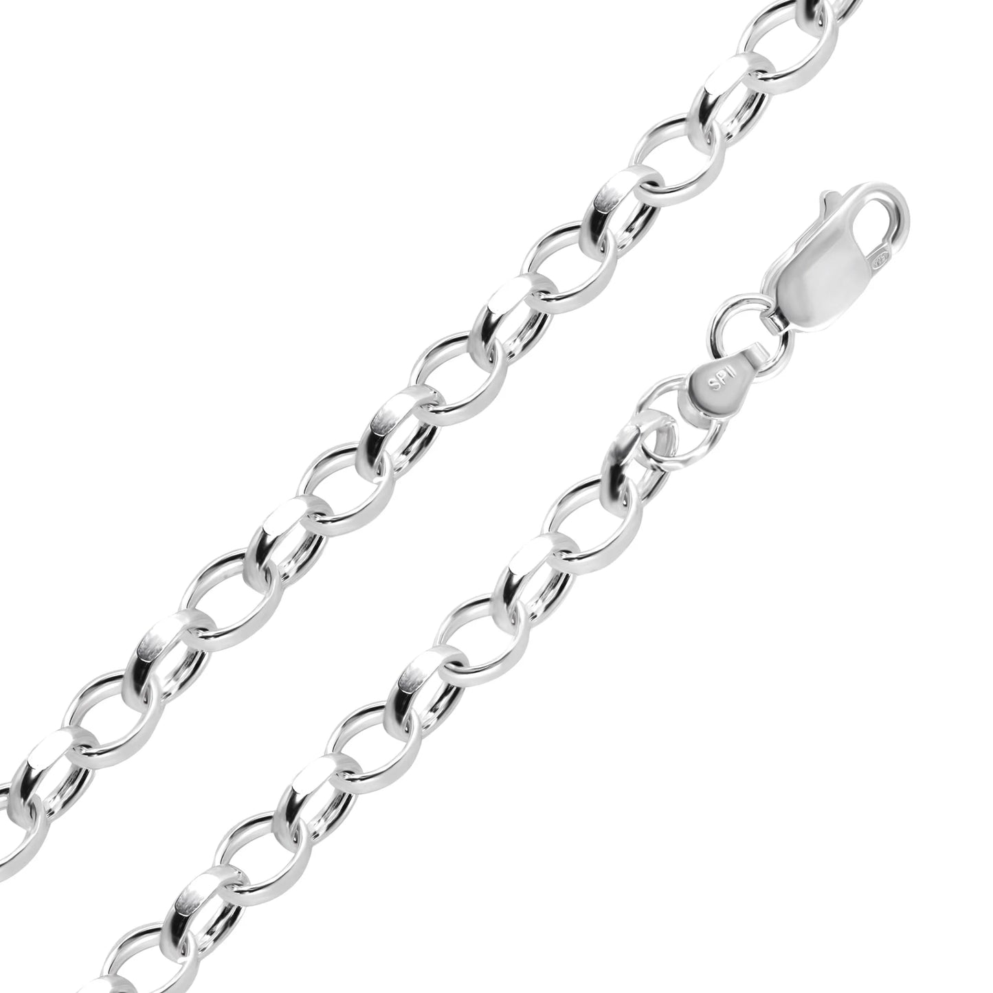 Sterling Silver Forzatina Diamond Cut Flat Wire 5.3mm Oval Rolo Chain