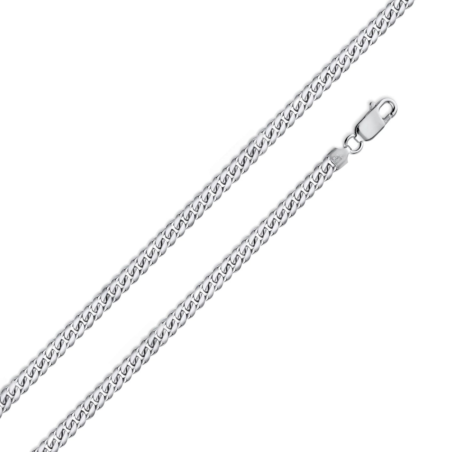 Rhodium Plated Sterling Silver 2.6mm Miami Cuban Bracelet or Chain Link