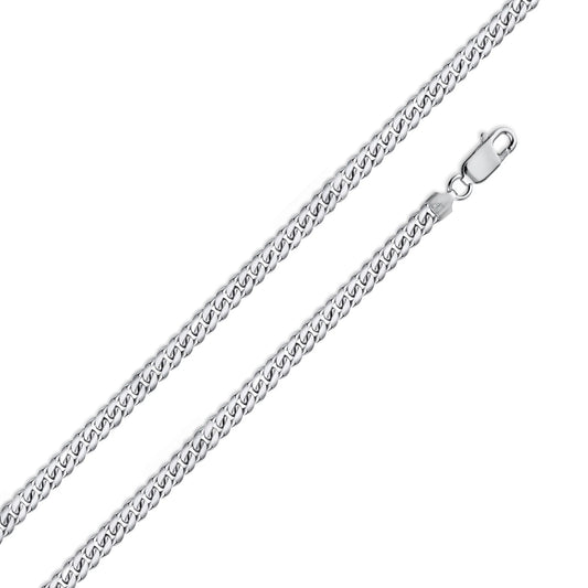 Rhodium Plated Sterling Silver 2.6mm Miami Cuban Bracelet or Chain Link