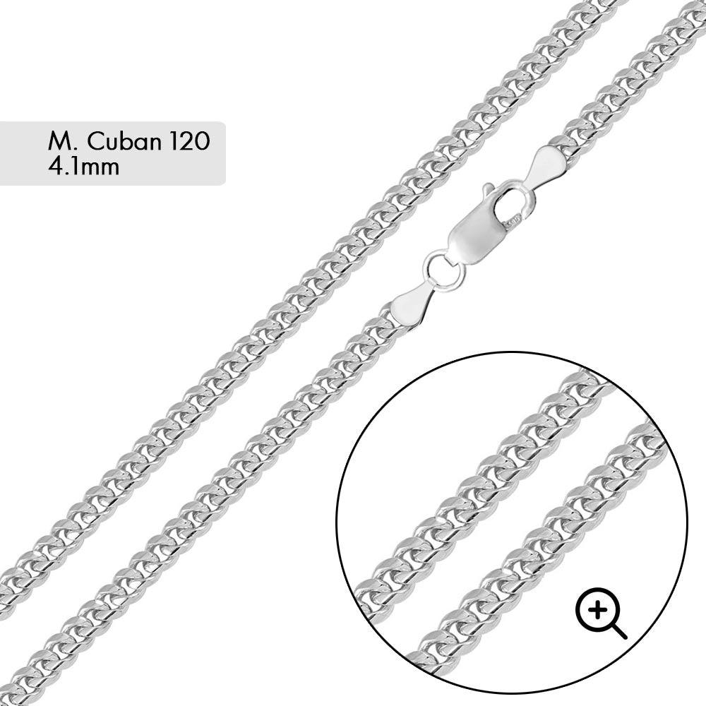 Rhodium Plated Sterling Silver 4.1mm Miami Cuban 120 Bracelet or Chain Link