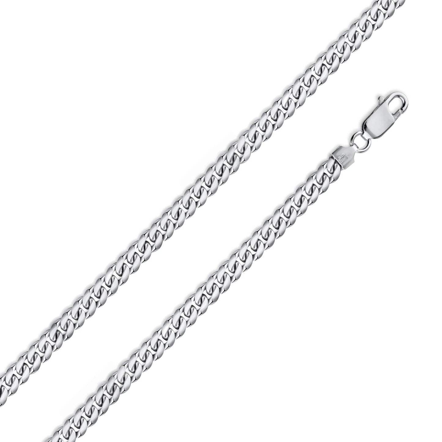 Rhodium Plated Sterling Silver 4.1mm Miami Cuban 120 Bracelet or Chain Link