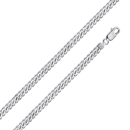 Rhodium Plated Sterling Silver 4.1mm Miami Cuban 120 Bracelet or Chain Link