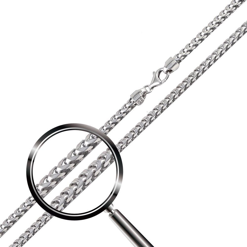 Rhodium Plated Sterling Silver 2.3mm Franco Chain